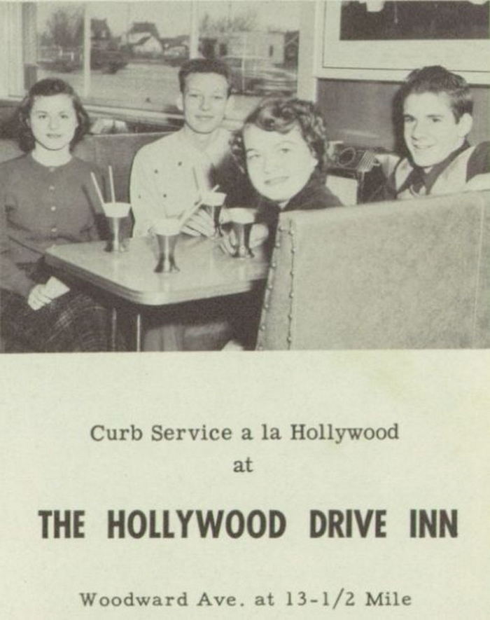 Teds Hollywood Drive Inn - Vintage Yearbook Add Early 1950S (newer photo)